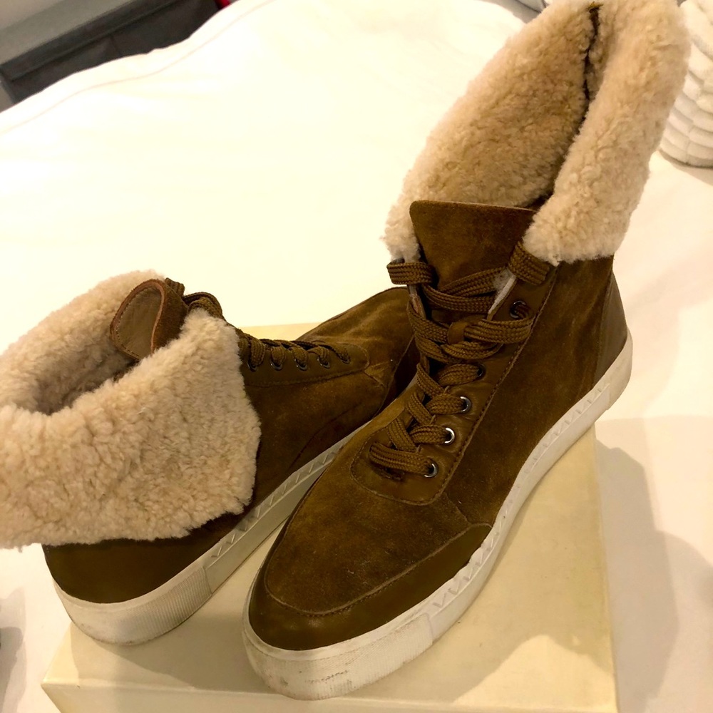 Via Spiga brown suede shearling sneakers 9